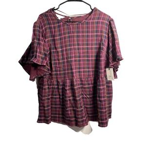 terra & sky womens short sleeve blouse shirt top plus size 0X 14 w